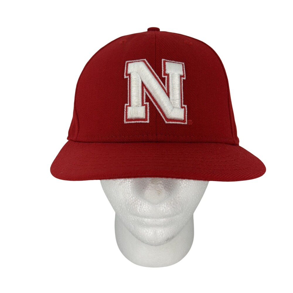 Nebraska Cornhuskers Hat Cap Fitted Mens 7 5/8 Red NCAA College Football New Era